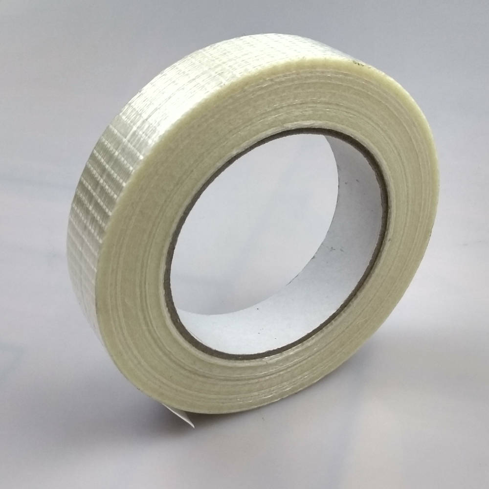 Roll of Glass Filament Crossweave Strapping Tape tilted up right