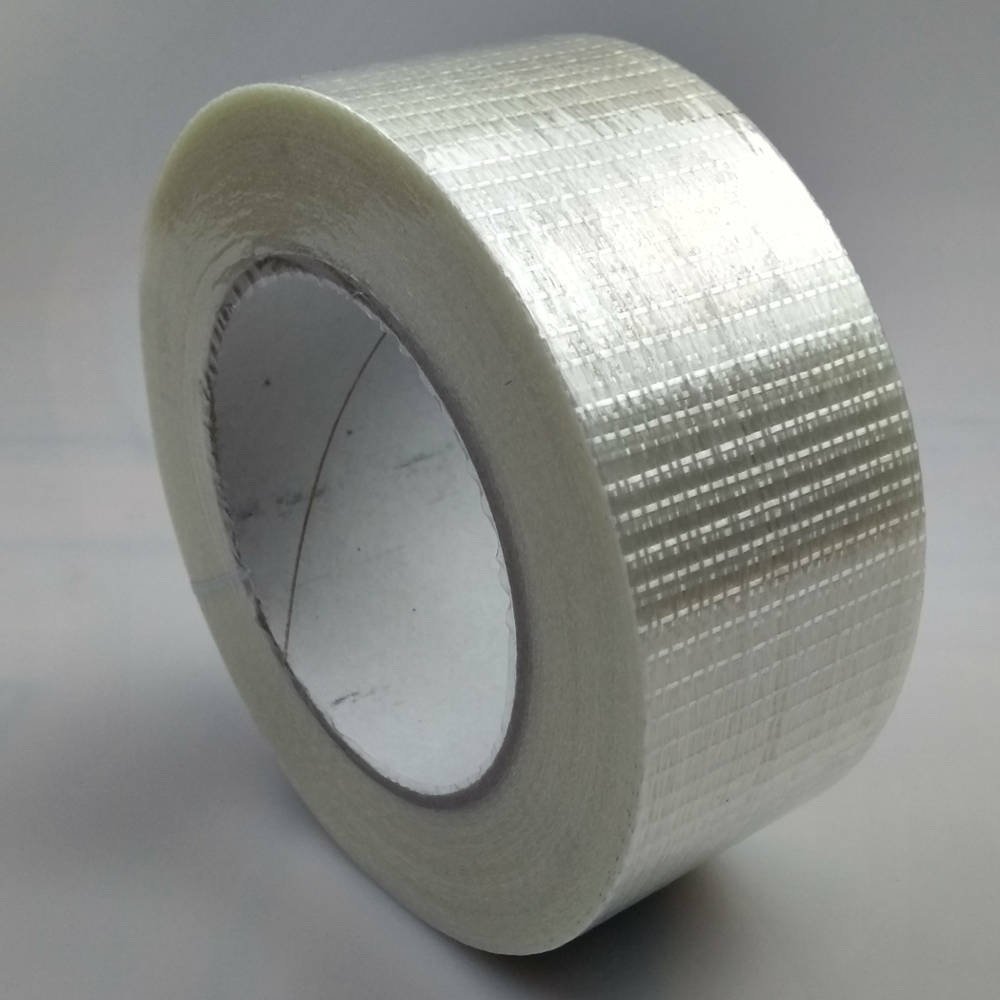 Roll of 50mm Glass Filament Crossweave Strapping Tape up right