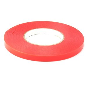 12mm x 50Mtr Transparent Double Sided Polyester Tape - with Red MOPP Filmic Liner