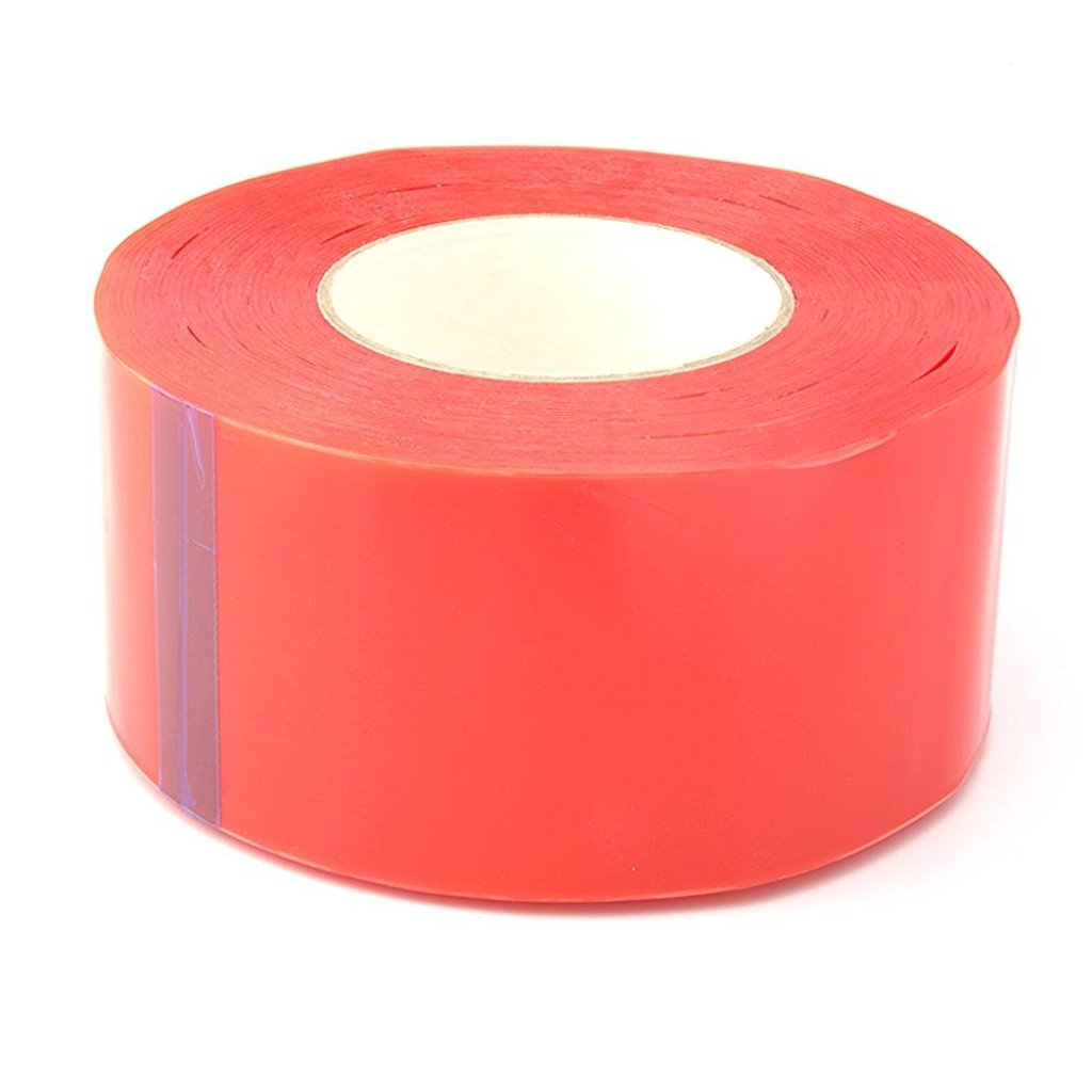 75mm x 50Mtr Transparent Double Sided Polyester Tape - with Red MOPP Filmic Liner