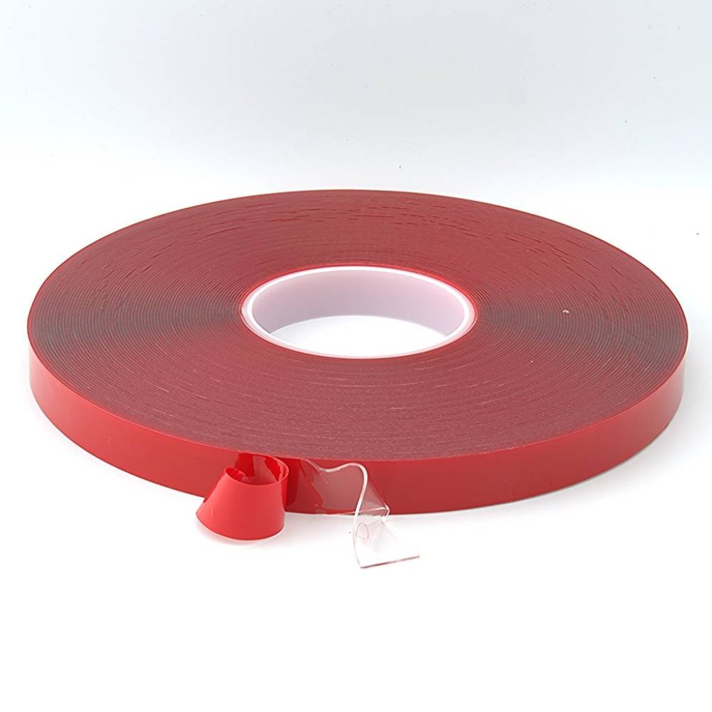 18mm x 1mm x 33 Metres Foamed Clear Structural Acrylic Gel Tape With Red Liner