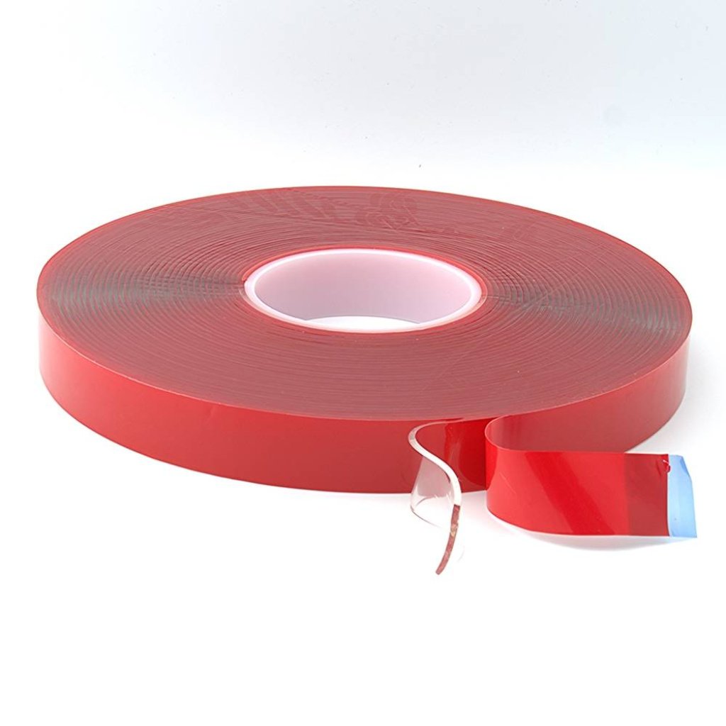 18mm x 2mm x 16.5 Metres Foamed Clear Structural Acrylic Gel Tape With Red Liner