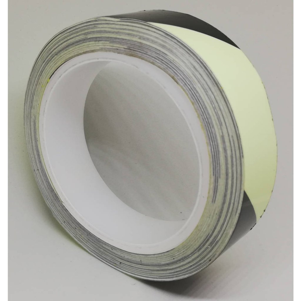 25mm x 10 Metre Photoluminescent Glow in the Dark - Hazard Stripe