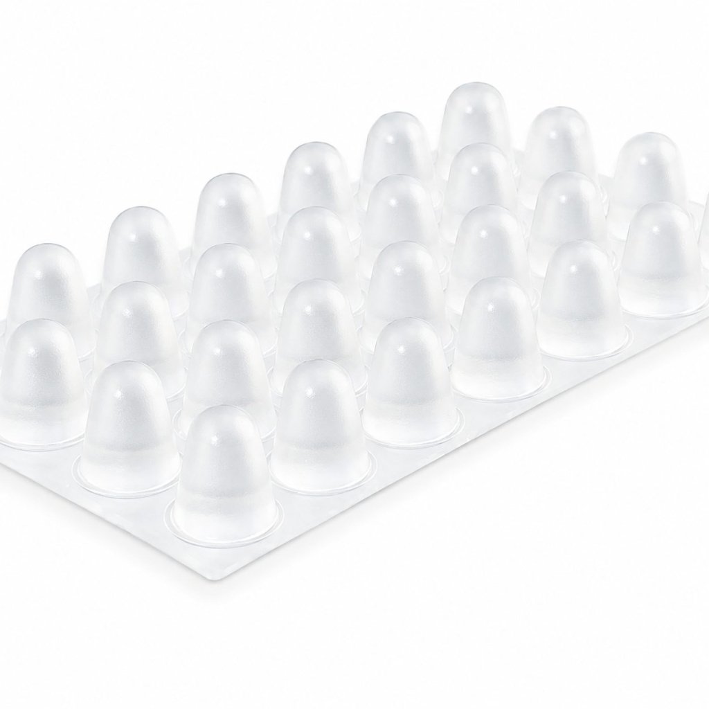 1 Sheet of 128, 16.6mm x 16.6mm Clear Hemispherical Stick on Feet