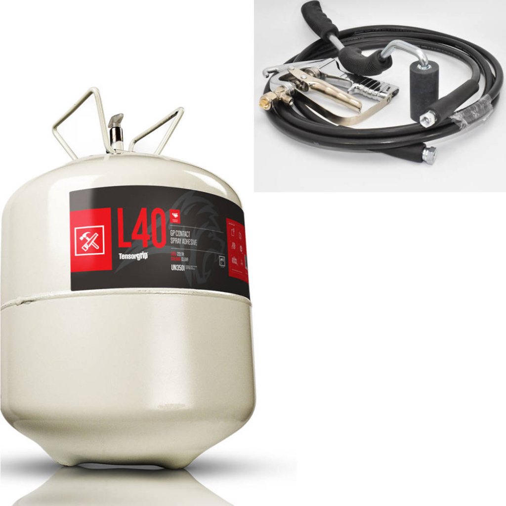 Spray Adhesive Starter Kit - 17.5KG TensorGrip L40 Pot | 12FT Hose & Spray Glue Gun