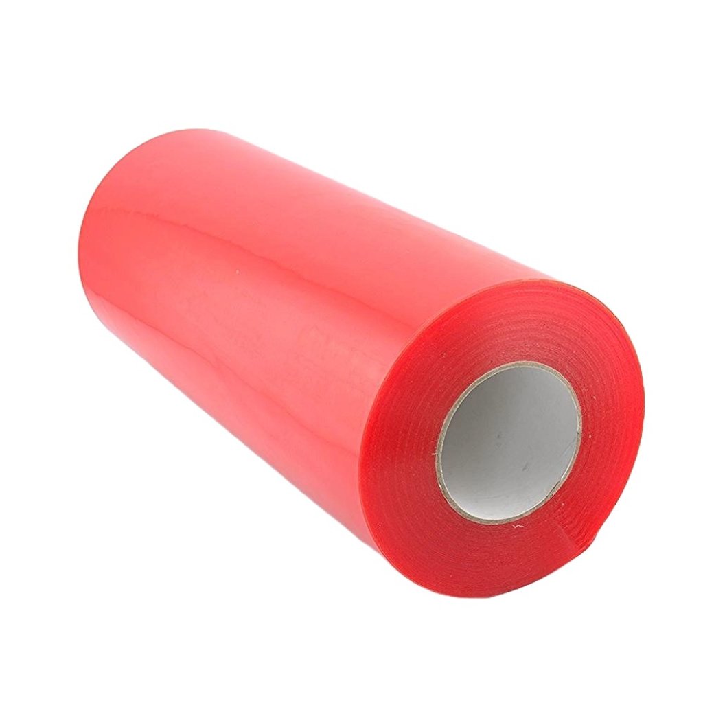 300mm x 50Mtr Transparent Double Sided Polyester Tape - with Red MOPP Filmic Liner