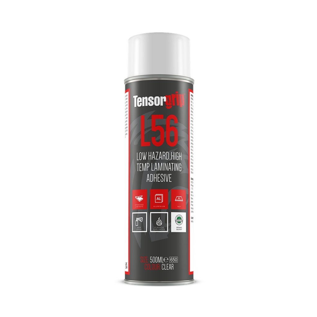 L56 A2 Fire Rated Low Hazard High Temperature Laminating Contact Spray Adhesive / Glue Aerosol Can - 500ml