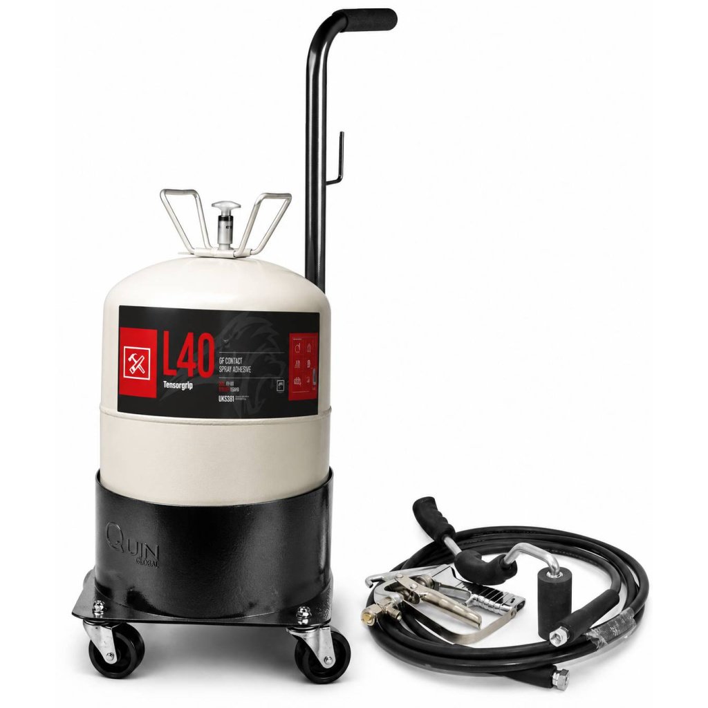 Deluxe Spray Adhesive Starter Kit - 17.5KG TensorGrip L40 Pot | 12FT Hose & Spray Glue Gun with Pressure Roller